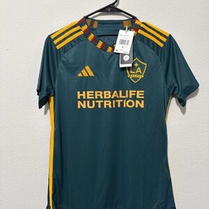 adidas LA Galaxy 2024 -25 Womens M Away Jersey - Mystery Green/Team Gold HU1410